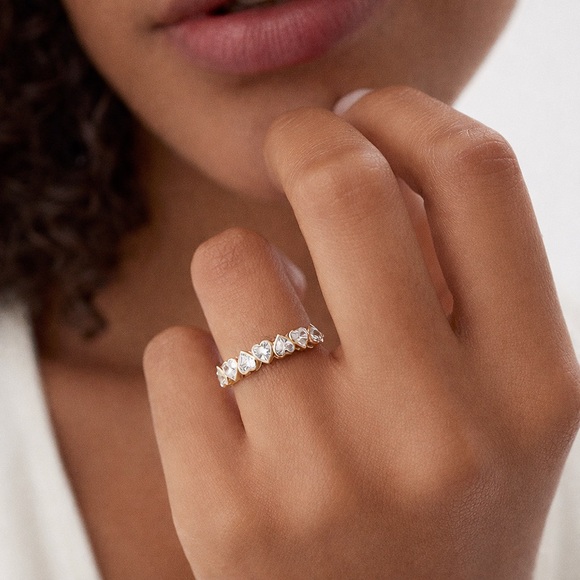 New Gold Plated Heart Eternity Ring - Picture 3 of 4